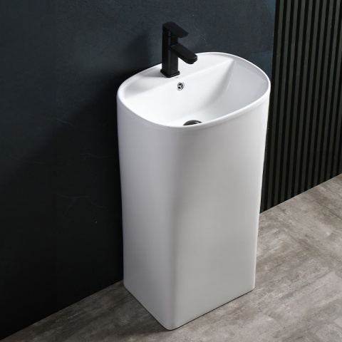 Lavoar ceramic oval CLARO-WH-440 alb, Freestanding - Img 6