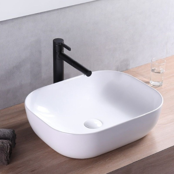 Lavoar de blat REA BELINDA SLIM, Dimensiuni 46.5 x 33 x 13.5 cm, Design Deosebit, Forma Dreptunghiulara, Ceramica Sanitara, Alb - Img 4