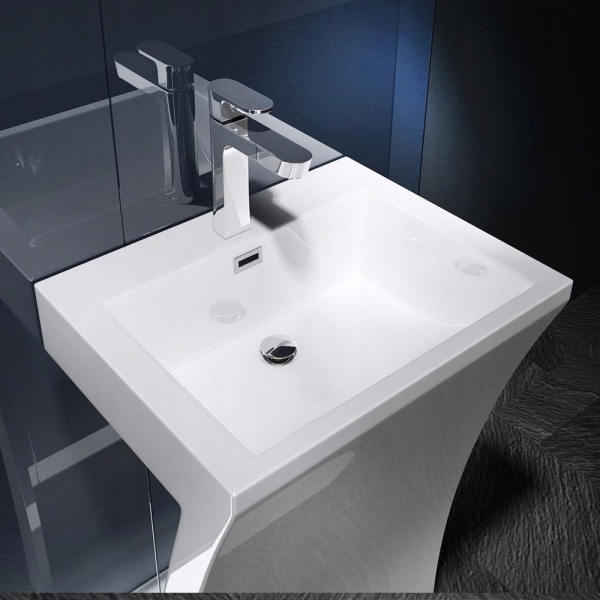 Lavoar Independent PRO LEON, Dimensiuni 60x48 x 82 cm, Forma Rectangulara, Cu Gaura Baterie, Alb - Img 5