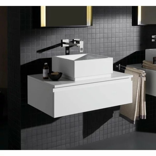 Lavoar patrat pe blat Grohe Cube Ceramic cu PureGuard 40x40 - Img 3