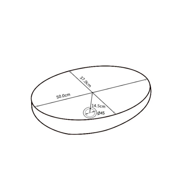 Lavoar pe blat, Lumo, marmura ceramica negru cu model alb, Oval 50x37.5x14.5cm - Img 7