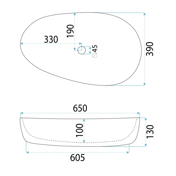 Lavoar pe blat oval asimetric cu finisaj lucios SANDRA alb - Img 4