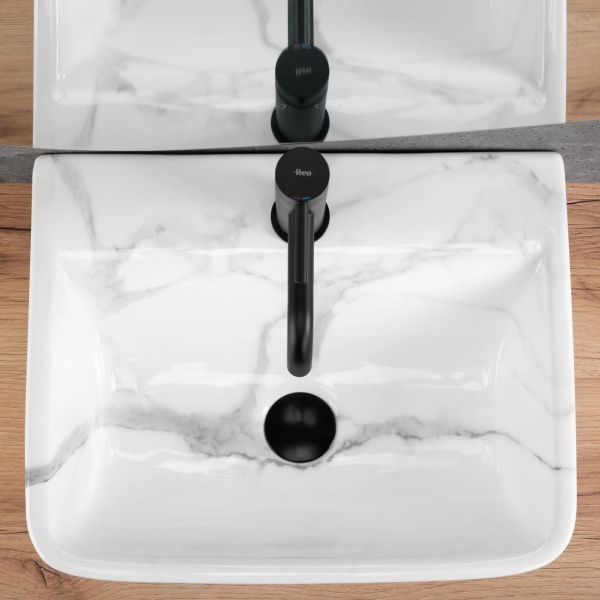 Lavoar pentru blat REA Altea Cloudy , Design Modern, Imitatie de piatra - Img 2