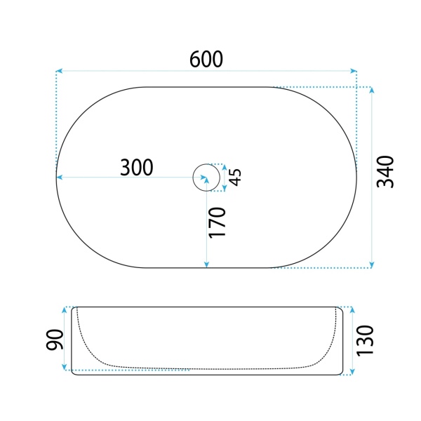 Lavoar pentru blat REA VANDA cu Dimensiune de 60cm, Culoare Alb - Img 5