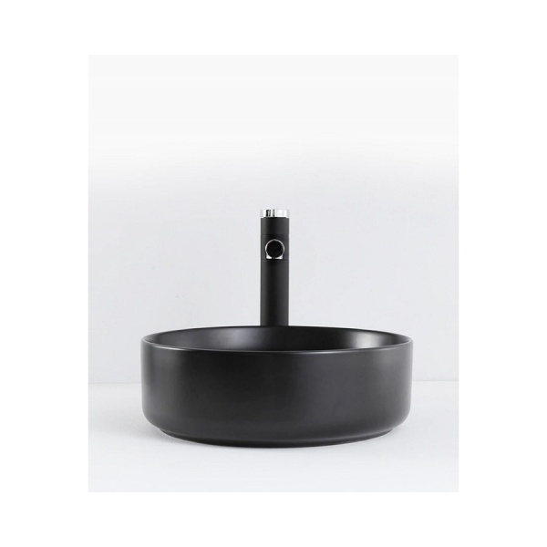 Lavoar PRO VERONA Black, 36x36x12 cm, montaj pe blat, forma rotunda, ceramica sanitara, Negru Mat - Img 6