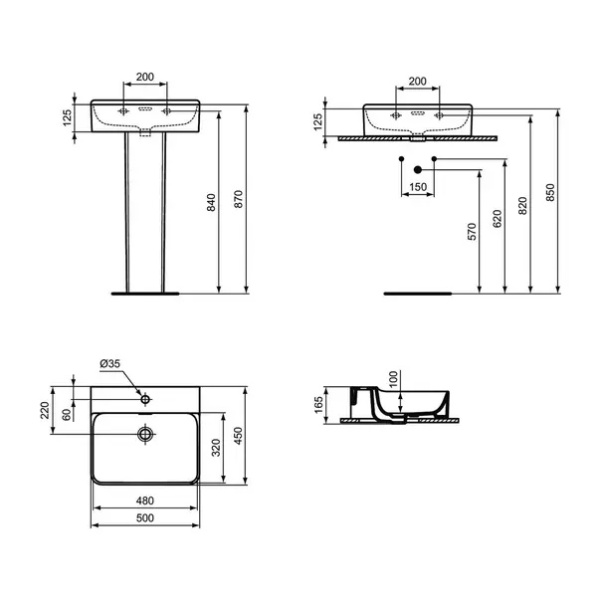 Lavoar suspendat Ideal Standard Atelier Conca 50 cm alb lucios - Img 12