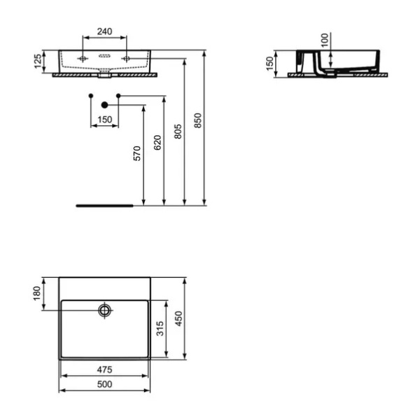 Lavoar suspendat Ideal Standard Atelier Extra alb lucios cu orificiu preaplin 50 cm - Img 10