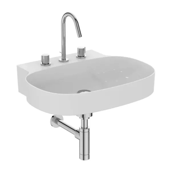 Lavoar suspendat Ideal Standard Atelier Linda-X 60 cm alb lucios cu 3 orificii baterie - Img 2