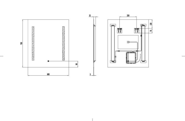 Oglinda LED 60x70cm, Anti-aburire, 1800Im, Control tactil - Img 3