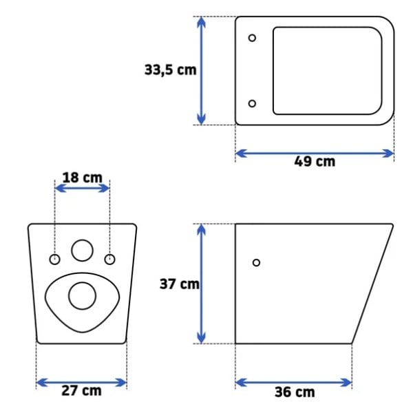 Pachet vas wc suspendat Rea, capac softclose si set dus igiena intima auriu cu baterie incastrata Invena Bidetta - Img 6