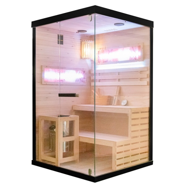 Sauna finlandeza cu temperatura inalta si soba Harvia 3.5kW pentru 1-2 persoane Lark 120 x 120 cm - Img 2