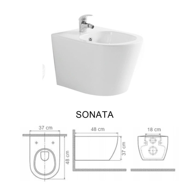 Set Bideu si Vas WC GROHE, montaj suspendat, ceramica sanitara, Vas WC SONATA Clementina RIMLESS +Bideu+Capac Soft-Close SLIM PREMIUM + Cadru+Clapeta - Img 11