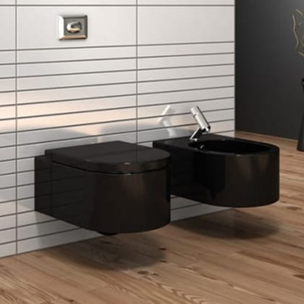 Set Bideu si Vas WC PRO GROHE, montaj suspendat, ceramica sanitara,Vas WC LORENT +Bideu +Capac Soft-Close SLIM PREMIUM+Cadru +Clapeta - Img 2