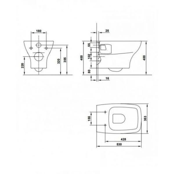 Set vas wc suspendat Gala Street Square alb si capac slim softclose - Img 2