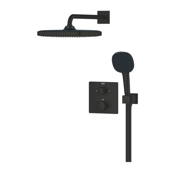 Sistem de dus incastrat Grohe Precision cu palarie patrata Vitalio Comfort 250 negru mat - Img 2