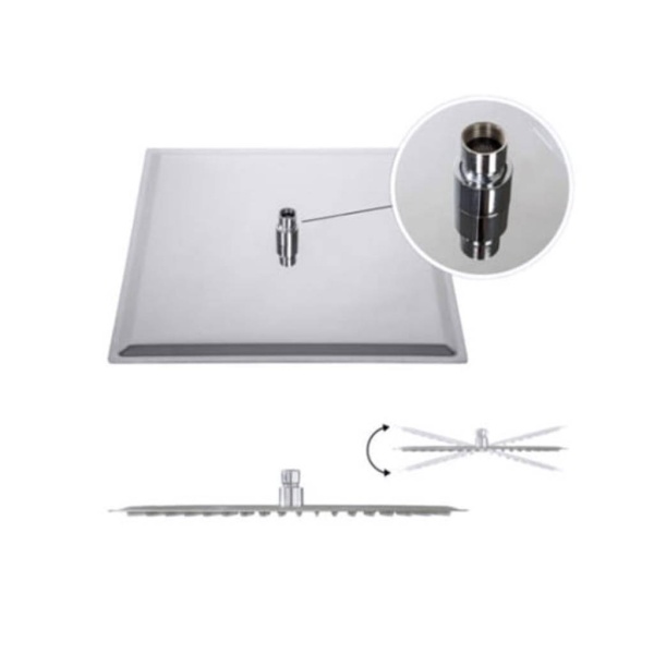 Sistem de dus PRO QUADRO Silver, montaj incastrat in perete, ploaie de dus, 2 functii, finisaj crom - Img 6