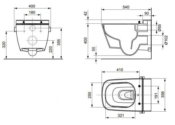 Tece TECEone - Toalet?? suspendat?? cu du?? de bideu, Rimless, alb 9700200 - Img 8