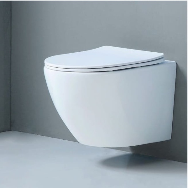 Vas WC PRO 1216S RIMLESS suspendat, ceramica sanitara, 50 x 37 x 36 cm, scaun duroplast slim, Alb - Img 3