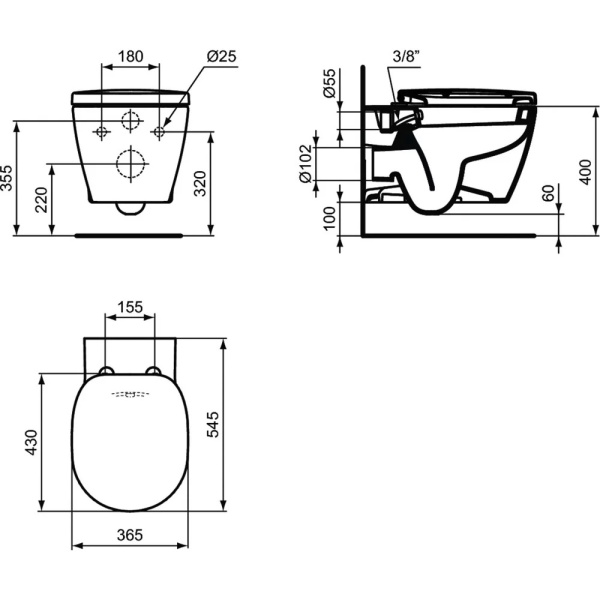 Vas wc suspendat cu functie de bideu Ideal Standard Connect - Img 4