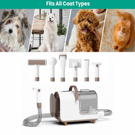 Aspirator 3in1 pentru toaletarea animalelor de companie SeveShop, aparat de tuns cu 6 accesorii, pentru descurcarea sau aspirarea parului, perie pentru aspirarea materialelor textile, alb - Img 6