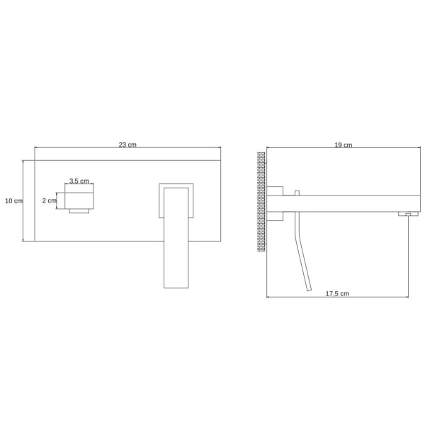 Baterie lavoar PRO NEGRO,montaj incastrat in perete, finisaj Negru Mat , design minimalist - Img 2