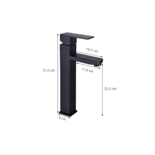 Baterie lavoar PRO QUADRO High 3022H-A, Montaj pe blat, inaltime 31.5cm, finisaj Negru Mat - Img 4