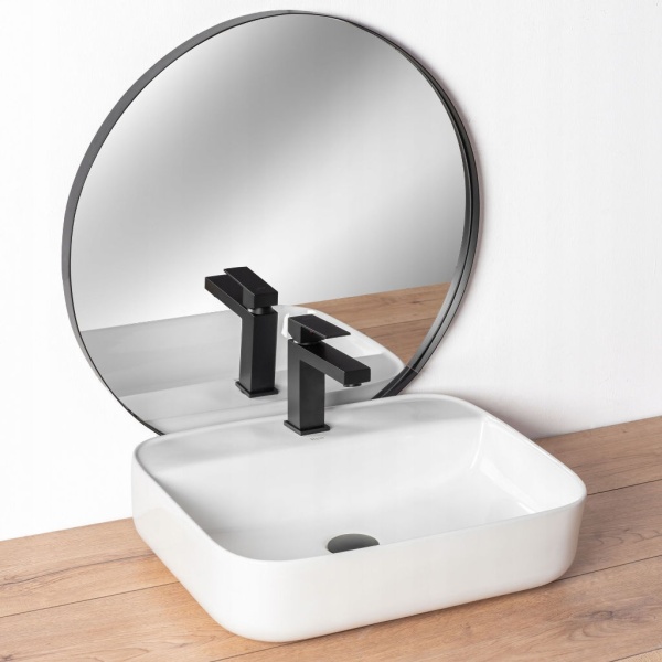 Baterie lavoar REA FENIX BLACK Low, Montaj pe blat, inaltime 15 cm, finisaj Negru Mat - Img 3