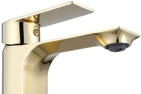 Baterie Lavoar REA URBAN GOLD LOW, Montaj Pe Blat, Capat Fix, Inaltime 15 Cm, Finisaj Auriu - Img 4