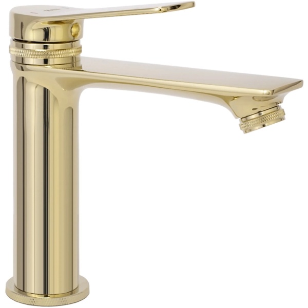 Baterie Lavoar REA VIRAL GOLD LOW, Montaj Pe Blat, Capat Fix, Monocomanda, Inaltime 18 Cm, Auriu - Img 7