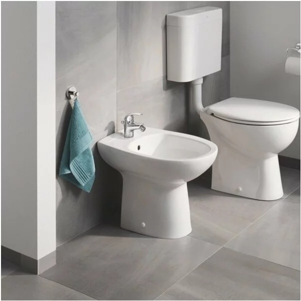 Bideu pe pardoseala Grohe Bau Ceramic alb lucios - Img 2