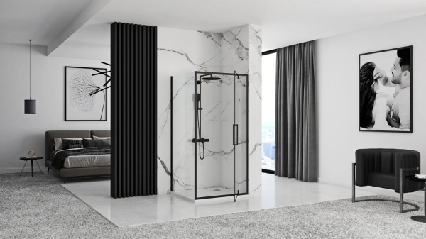 Cabina de dus cu Usa Pivotanta Rea Rapid Swing 80x100, Negru - Img 5