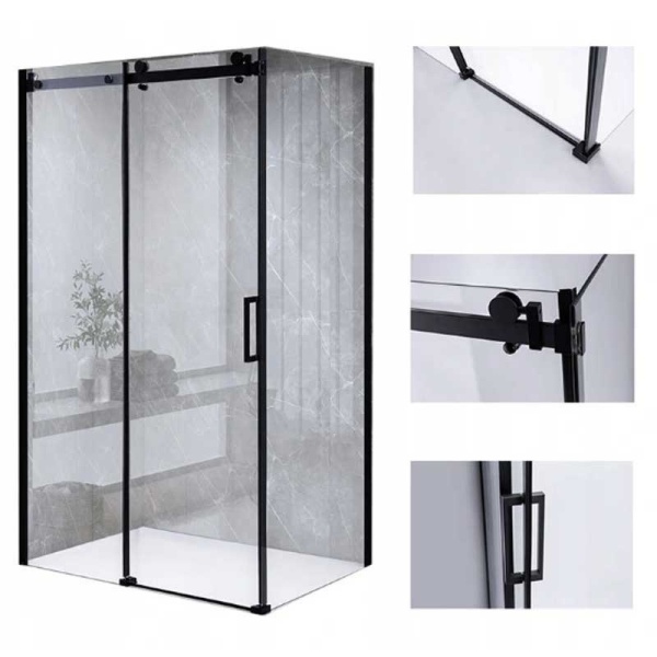 Cabina de dus Dreptunghiulara BS15B , Dimensiune 110x80cm, Culoare Negru - Img 2