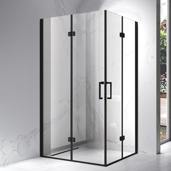 Cabina de dus dreptunghiulara cu rame negre si cadita de dus neagra KZ13A/ST04A 100x 90 cm - Img 3