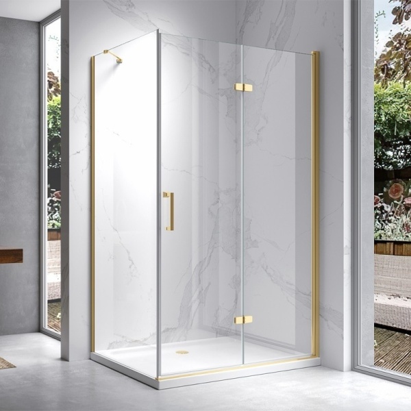 Cabina de dus dreptunghiulara din sticla securizata cu rame aurii K220F 120 x 90 cm - Img 3