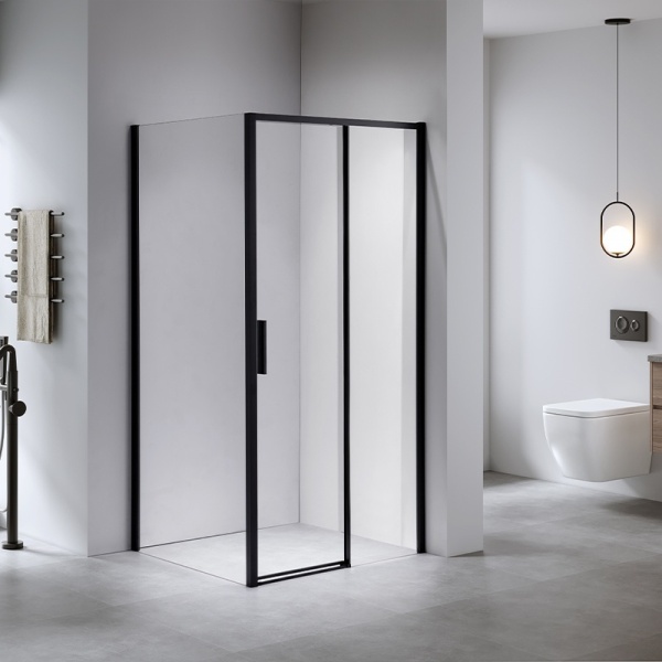 Cabina de dus dreptunghiulara din sticla securizata si rame negre Nova 120 x 80 cm - Img 2