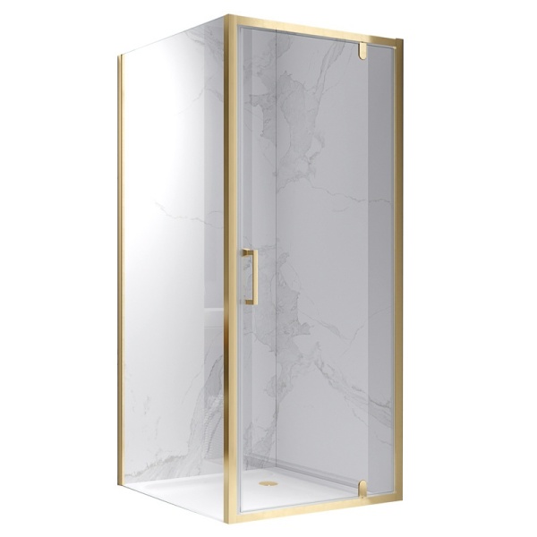Cabina de dus KZ04B, Patrata , Design Modern, Dimensiune 80x80cm, Culoare Auriu Periat - Img 2