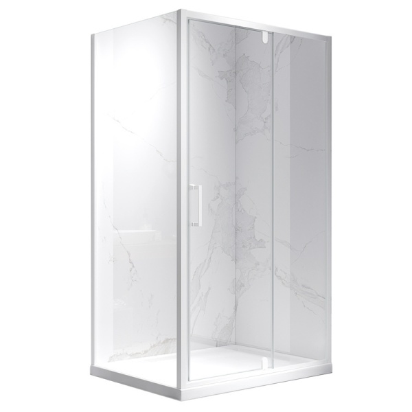 Cabina de dus KZ06B Dreptunghiulara 120x80cm, Design Modern, Culoare Alb - Img 2
