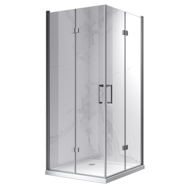 Cabina de dus KZ08C Patrata, Dimesniune 90x90cm, Usi Pliabile, Culoare Otel Periat - Img 2