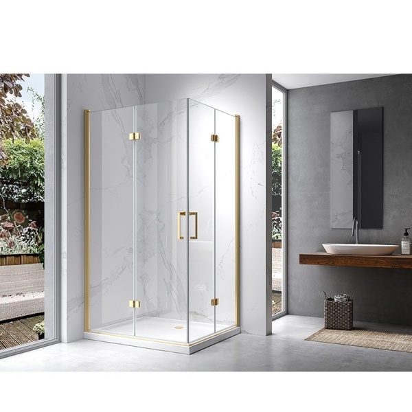 Cabina de dus KZ12A Dreptunghiulara , Design Modern 90x80cm, Culoare Auriu - Img 2