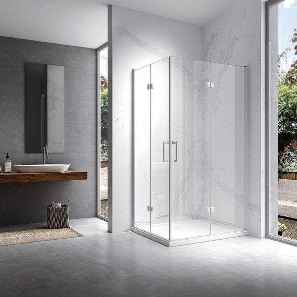 Cabina de dus KZ12B Dreptunghiulara 100x80cm, Usi Pliabile, Design Modern, Culoare Alb - Img 2
