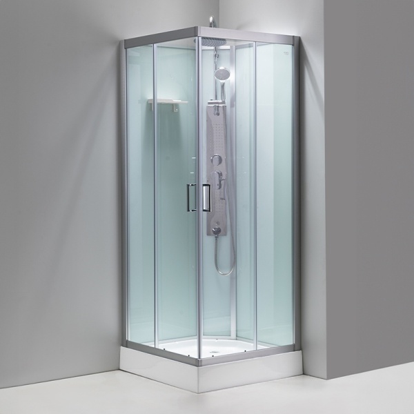 Cabina de dus patrata cu rame cromate si hidromasaj Lisa Brushed Chrome 90 x 90 cm - Img 3