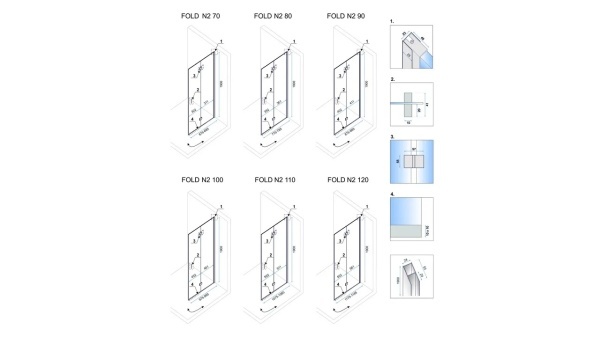 Cabina de dus pliabil Rea Fold N2 Modul 80X80 - Img 4