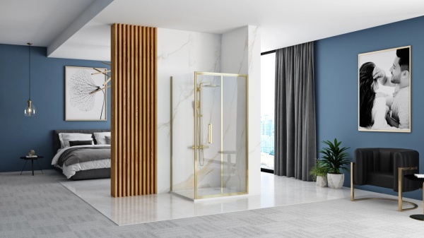 Cabina De dus Rapid Fold, Dimensiune 90x80 cm, Culoare Gold - Img 4