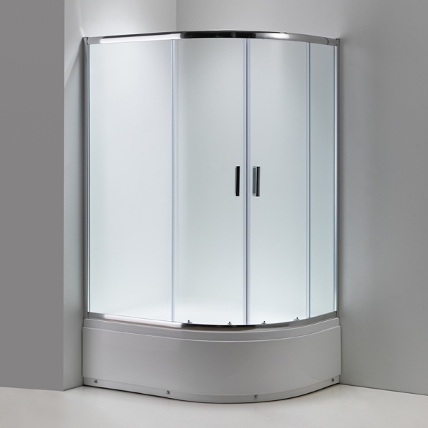 Cabina de dus semirotunda montaj dreapta din sticla securizata mata si rame cromate Maja 115 x 85 mm - Img 4
