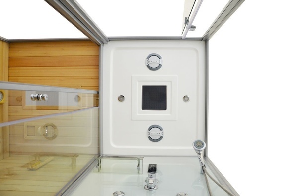 Cabina multifunctionala sauna uscata, sauna cu aburi si cabina de dus, montaj stanga alba 180 x 110 x 223 cm - Img 11