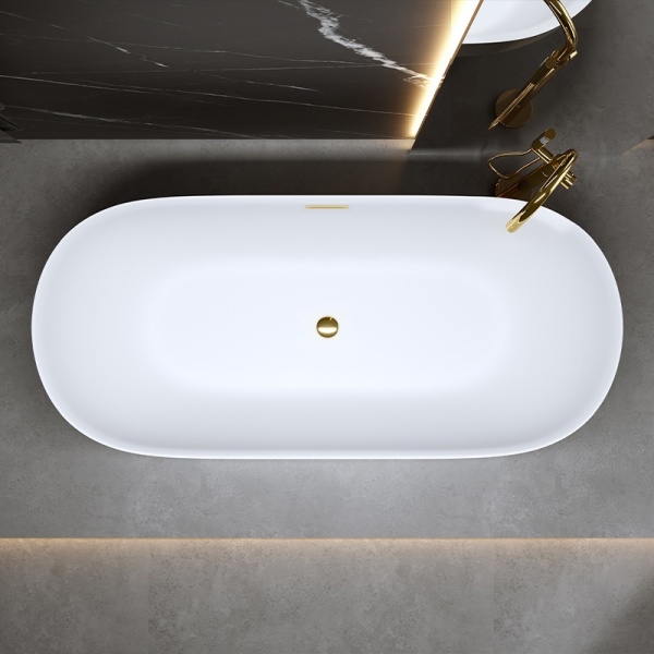 Cada de baie Cesana 518A 150x75cm, Culoare Alb , Deversor Auriu - Img 3