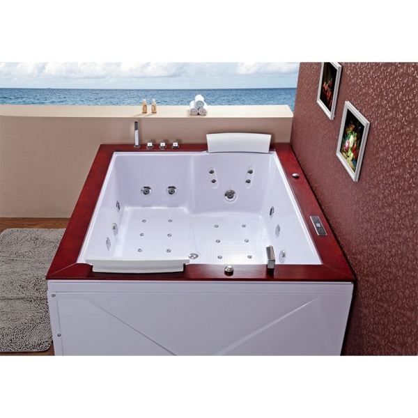 Cada de baie DIABLO 666 Cu Hidromasaj 180x150cm, Culoare Alb/Rosu - Img 5