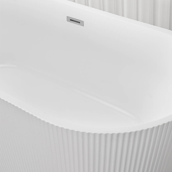 Cada De Baie Freestanding 170x75x58cm, Textura Eleganta si Linii Moderne , Culoare Alb - Img 4