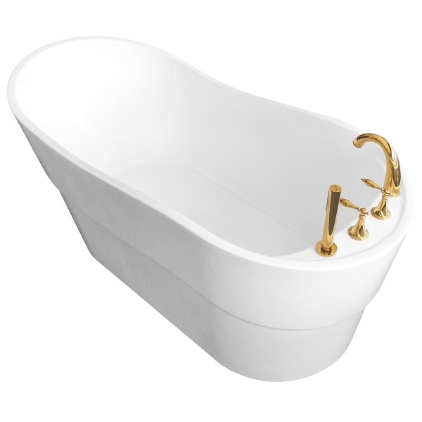 Cada de baie freestanding cu baterie aurie 170X80X72cm - Img 5