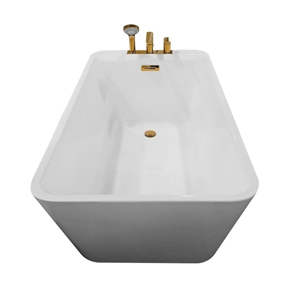 Cada de baie freestanding cu baterie aurie inclusa, dimensiuni 150X75X58CM - Img 5